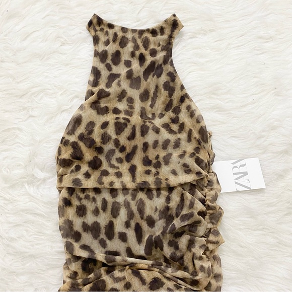 Zara Leopard Print Tulle Midi Dress - Picture 2 of 3
